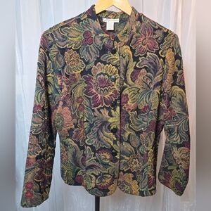 VINTAGE Dress Barn Floral Tapestry Button Up Jacket Large